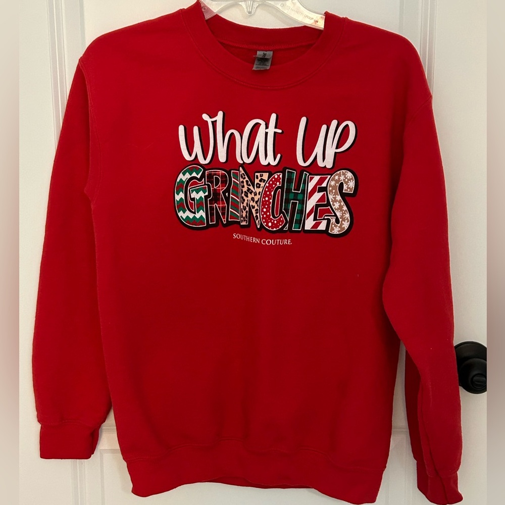 Southern Couture What Up Grinches Christmas Crew Neck Sweatshirt Size Small EUC